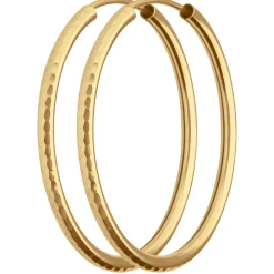 Paar Ohrringe Creolen rund gehämmert Ohrschmuck aus 375 Gold Gelbgold 29x2mm