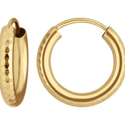 Paar Ohrringe Creolen rund gehämmert Ohrschmuck aus 585 Gold Gelbgold 15x2,5mm