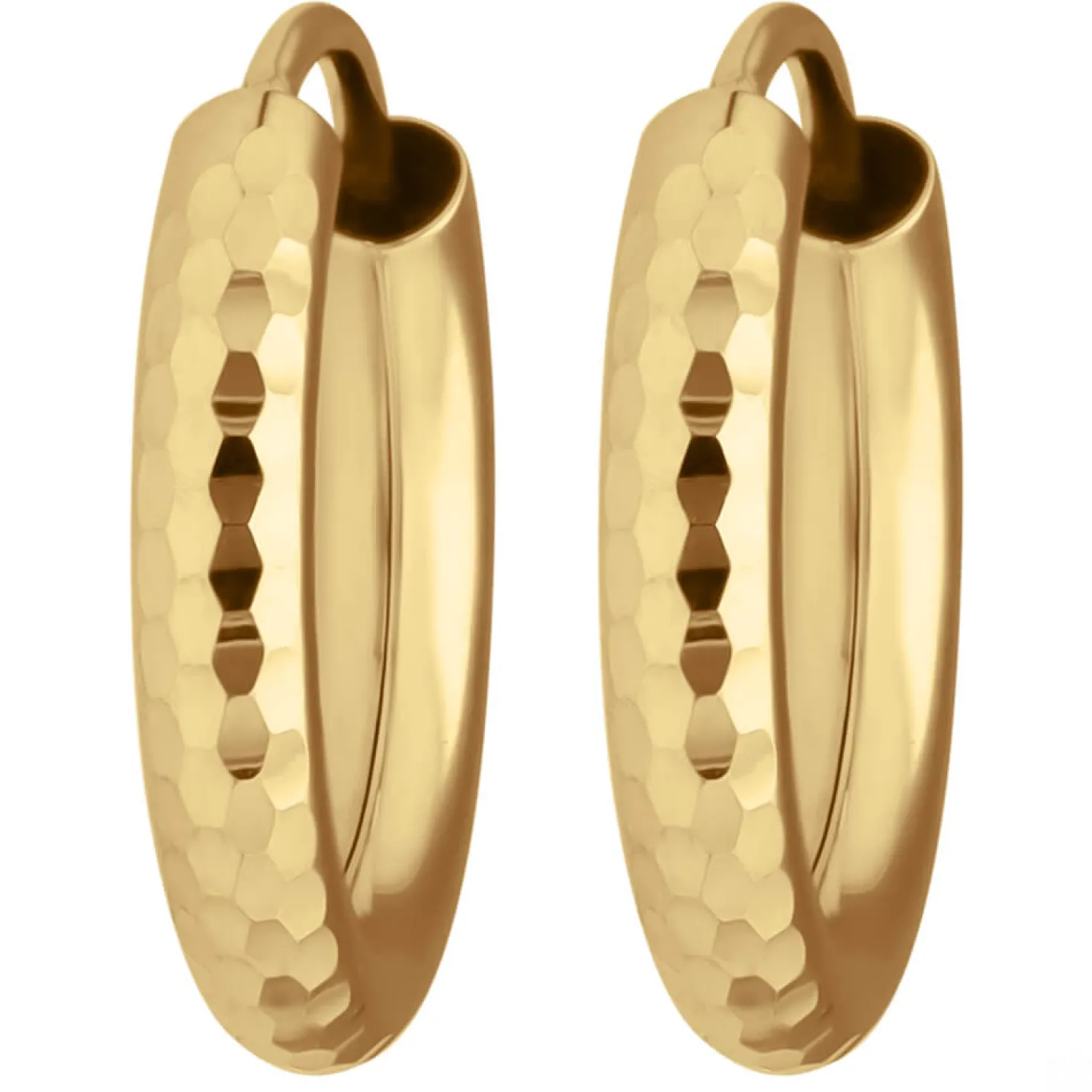 Paar Ohrringe Creolen rund gehämmert Ohrschmuck aus 585 Gold Gelbgold 15x2,5mm