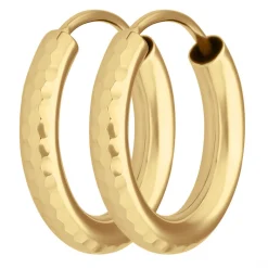 Paar Ohrringe Creolen rund gehämmert Ohrschmuck aus 585 Gold Gelbgold 15x2,5mm