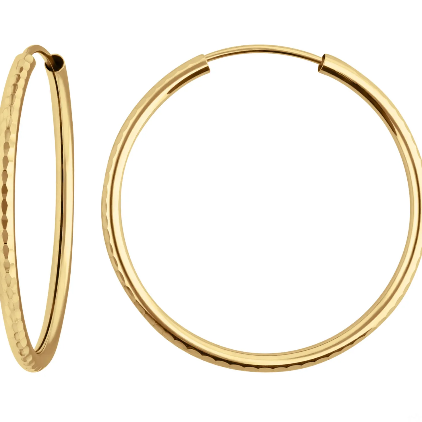 Paar Ohrringe Creolen rund gehämmert Ohrschmuck aus 585 Gold Gelbgold 29x2mm