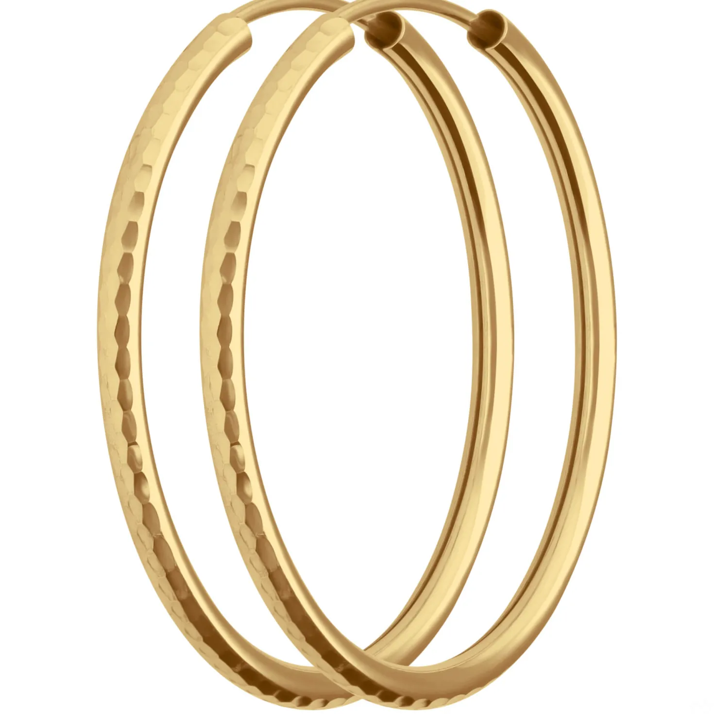 Paar Ohrringe Creolen rund gehämmert Ohrschmuck aus 585 Gold Gelbgold 29x2mm