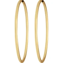 Paar Ohrringe Creolen rund groß Ohrschmuck aus 585 Gold Gelbgold 60x2,5mm
