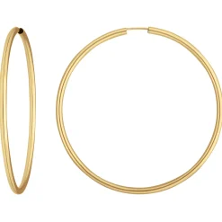 Paar Ohrringe Creolen rund groß Ohrschmuck aus 585 Gold Gelbgold 60x2,5mm