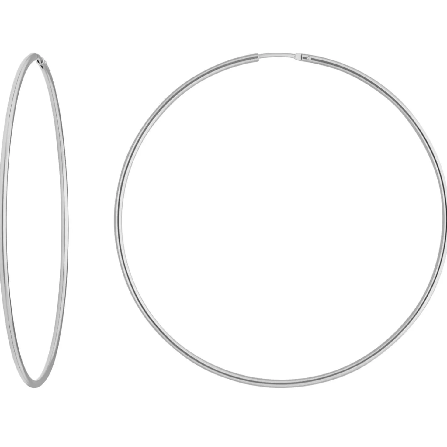 Paar Ohrringe Creolen rund groß Ohrschmuck aus 925 Silber rhodiniert 62x1,5mm