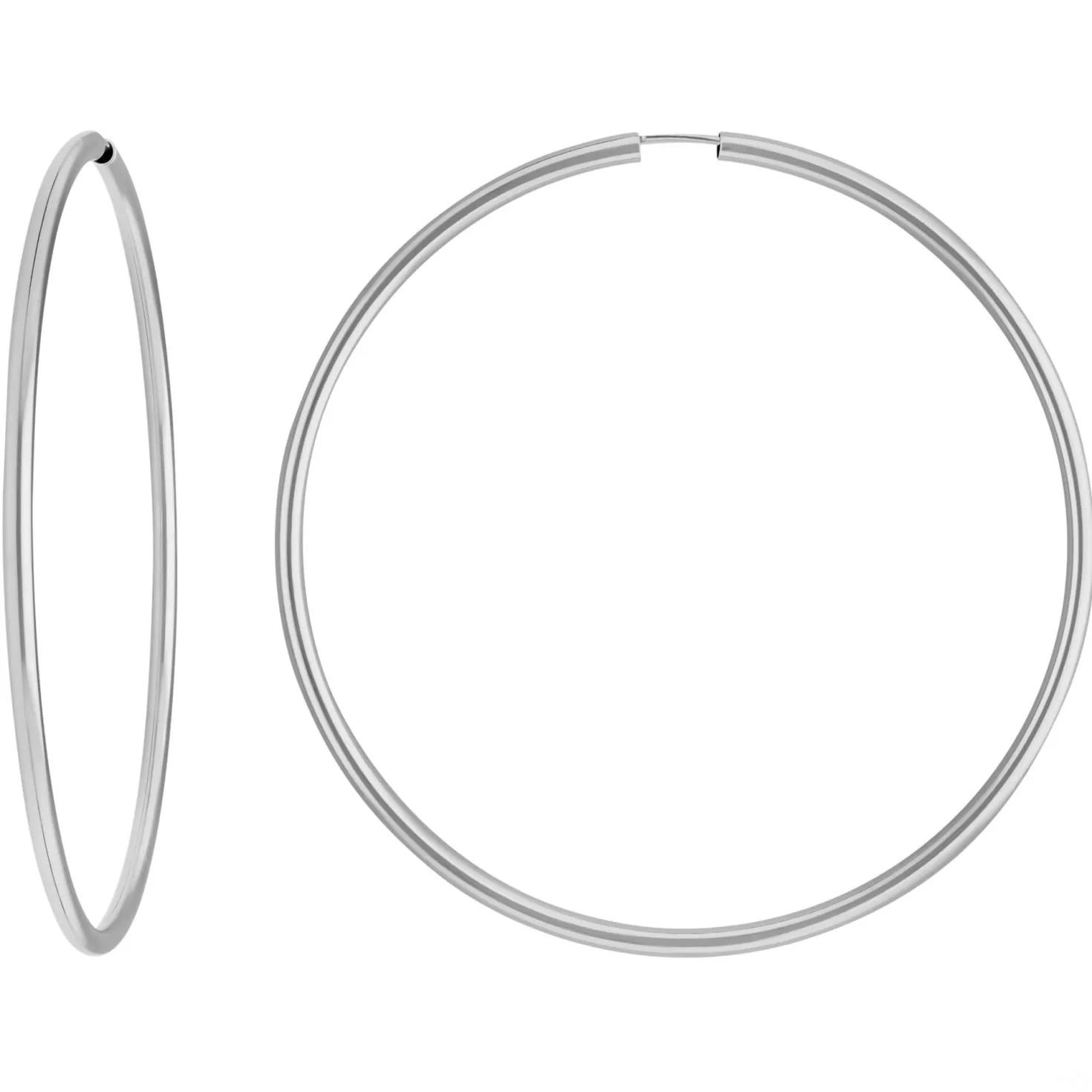 Paar Ohrringe Creolen rund groß XL aus 925 Silber rhodiniert 70x2,5mm