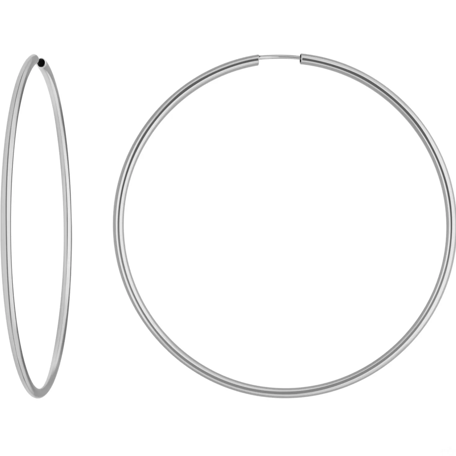 Paar Ohrringe Creolen rund groß XL Ohrschmuck aus 925 Silber rhodiniert 70x2mm