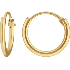 Paar Ohrringe Creolen rund klein & fein aus 585 Gold Gelbgold 10,7x1,3mm
