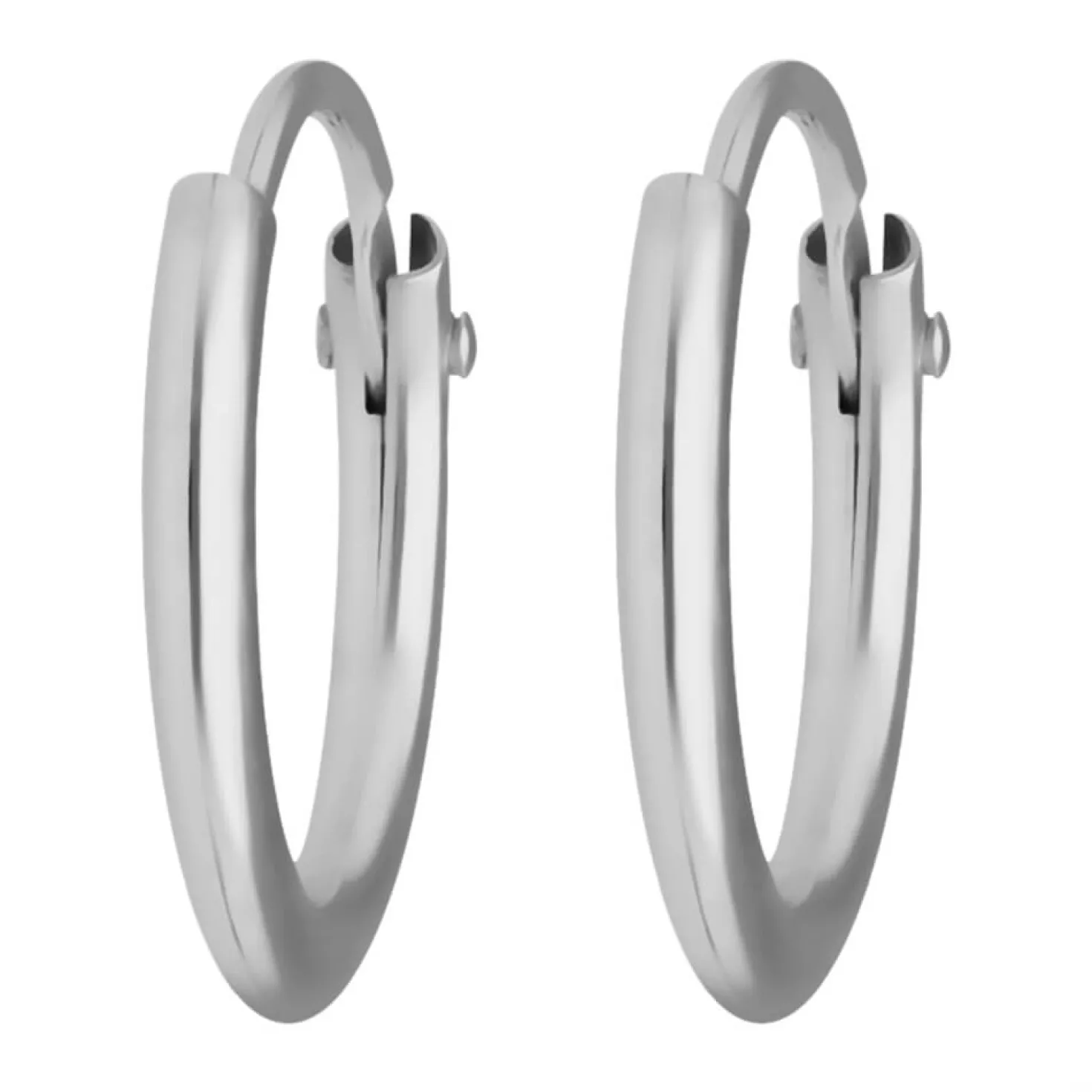 Paar Ohrringe Creolen rund klein & fein aus 585 Gold Weißgold 10,7x1,3mm