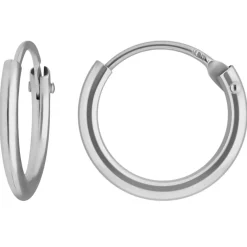 Paar Ohrringe Creolen rund klein & fein aus 750 Gold Weißgold 10,7x1,3mm