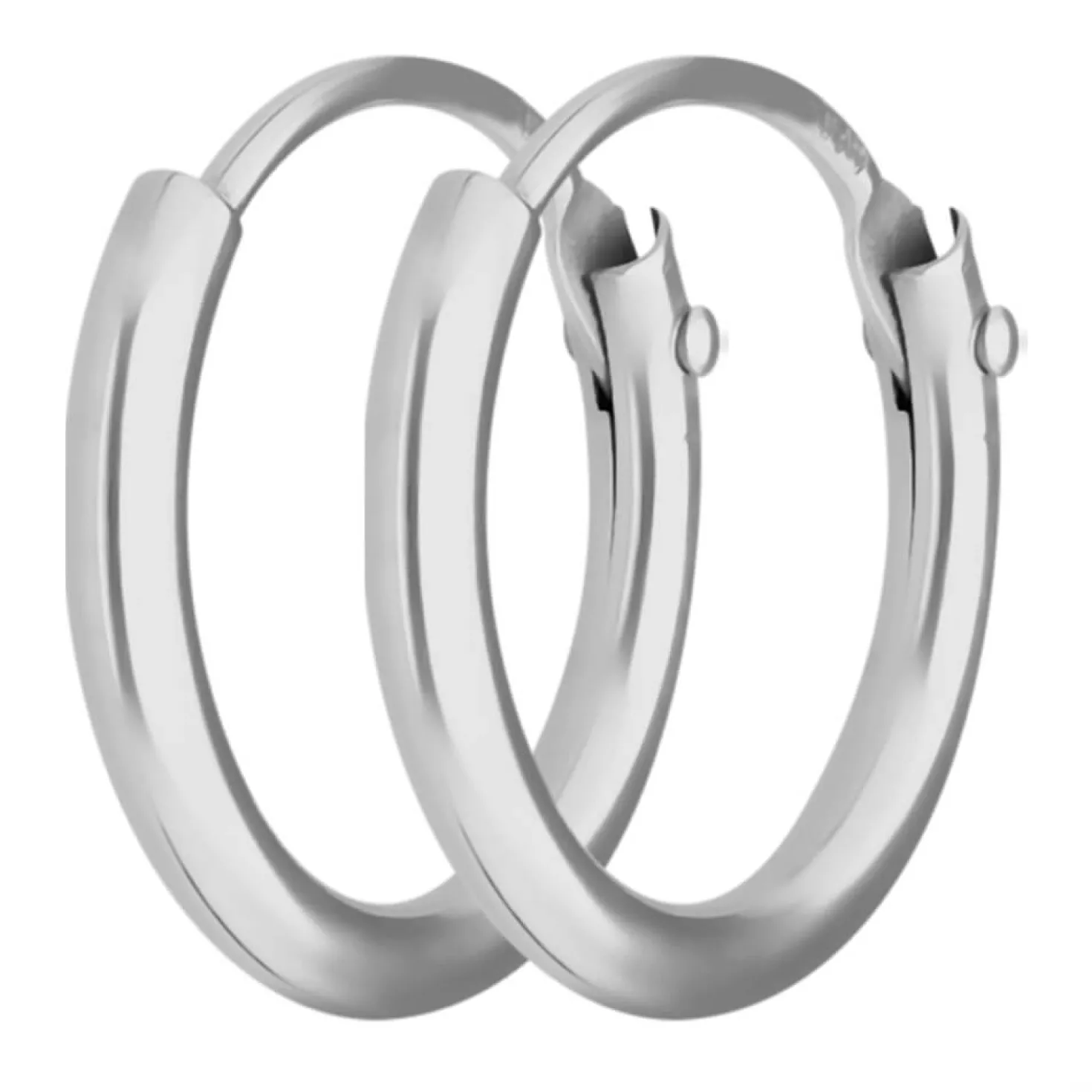 Paar Ohrringe Creolen rund klein & fein aus 750 Gold Weißgold 10,7x1,3mm
