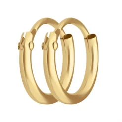Paar Ohrringe Creolen rund klein & fein Ohrschmuck aus 585 Gold Gelbgold 9x1,3mm