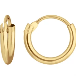 Paar Ohrringe Creolen rund klein & fein Ohrschmuck aus 585 Gold Gelbgold 9x1,3mm