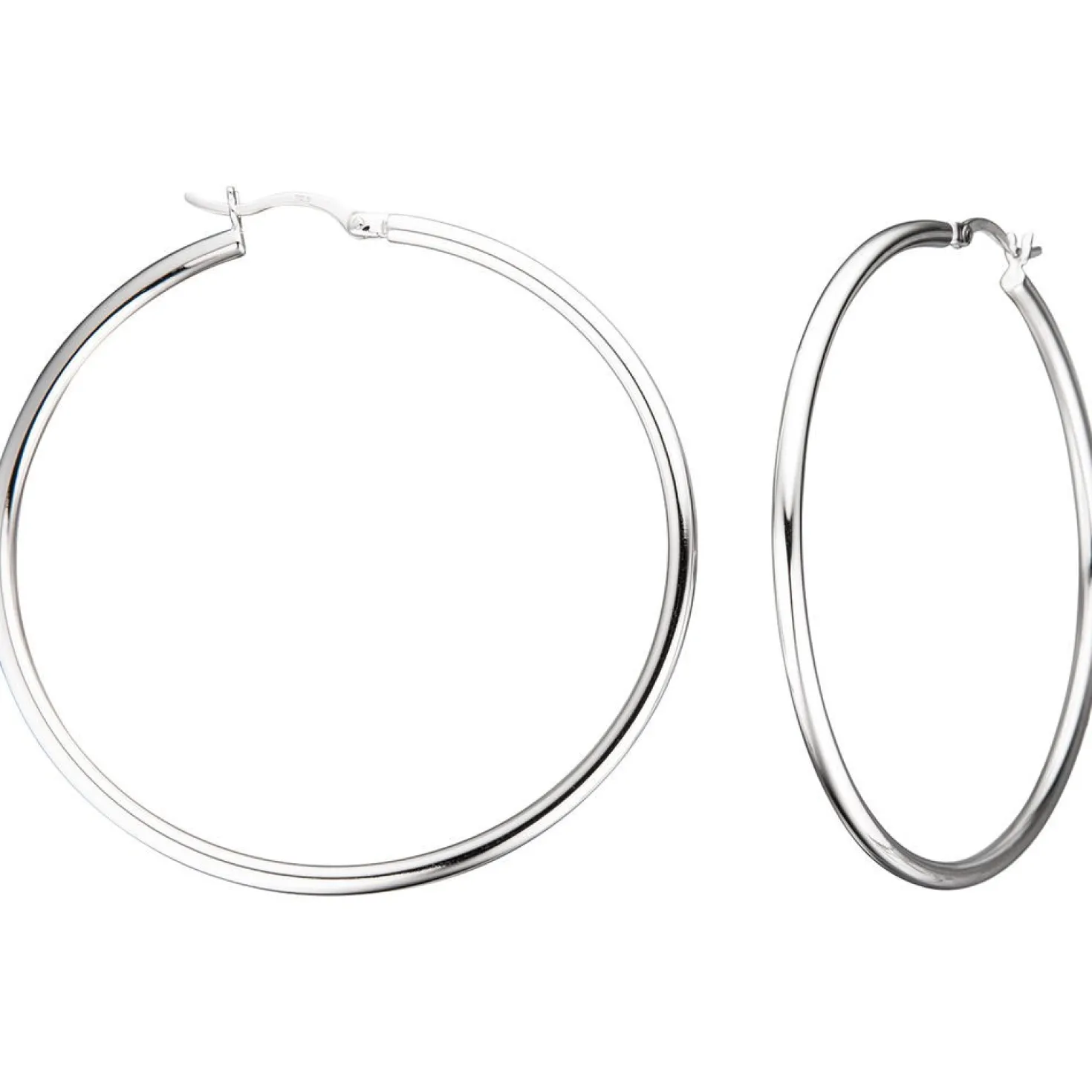 Paar Ohrringe Creolen rund 55,6mm aus 925 Silber, Silberohrringe für Damen