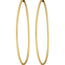 Paar Ohrringe Creolen rund schlicht groß aus 585 Gold Gelbgold 57,5x2mm