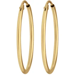 Paar Ohrringe Creolen rund schlicht Ohrschmuck aus 585 Gold Gelbgold 24x1,5mm