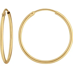 Paar Ohrringe Creolen rund schlicht Ohrschmuck aus 585 Gold Gelbgold 24x1,5mm
