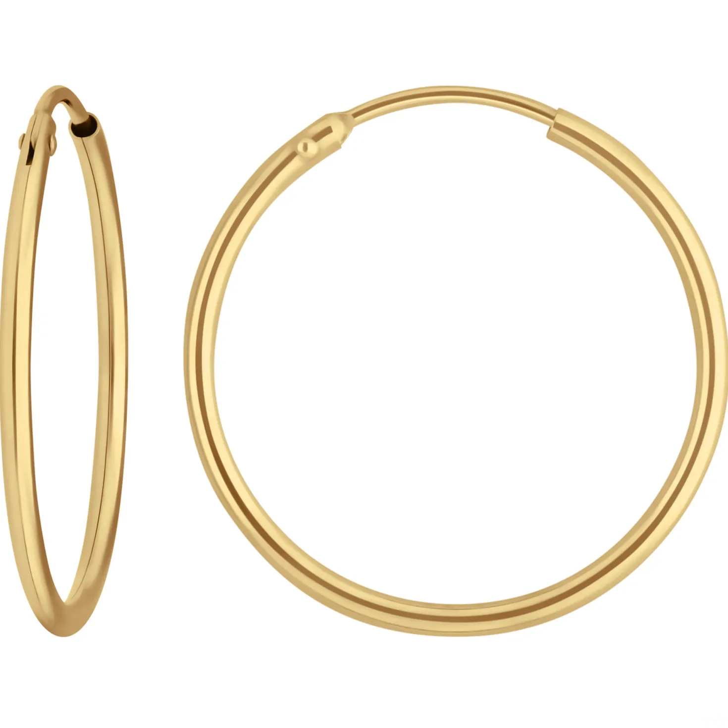 Paar Ohrringe Creolen rund schlicht Ohrschmuck aus 585 Gold Gelbgold 24x1,5mm