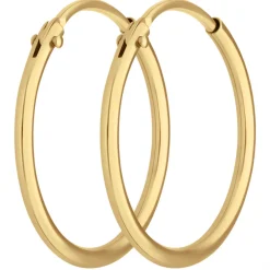 Paar Ohrringe Creolen rund schlicht Ohrschmuck aus 585 Gold Gelbgold 17x1,3mm