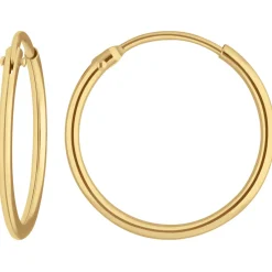 Paar Ohrringe Creolen rund schlicht Ohrschmuck aus 585 Gold Gelbgold 17x1,3mm