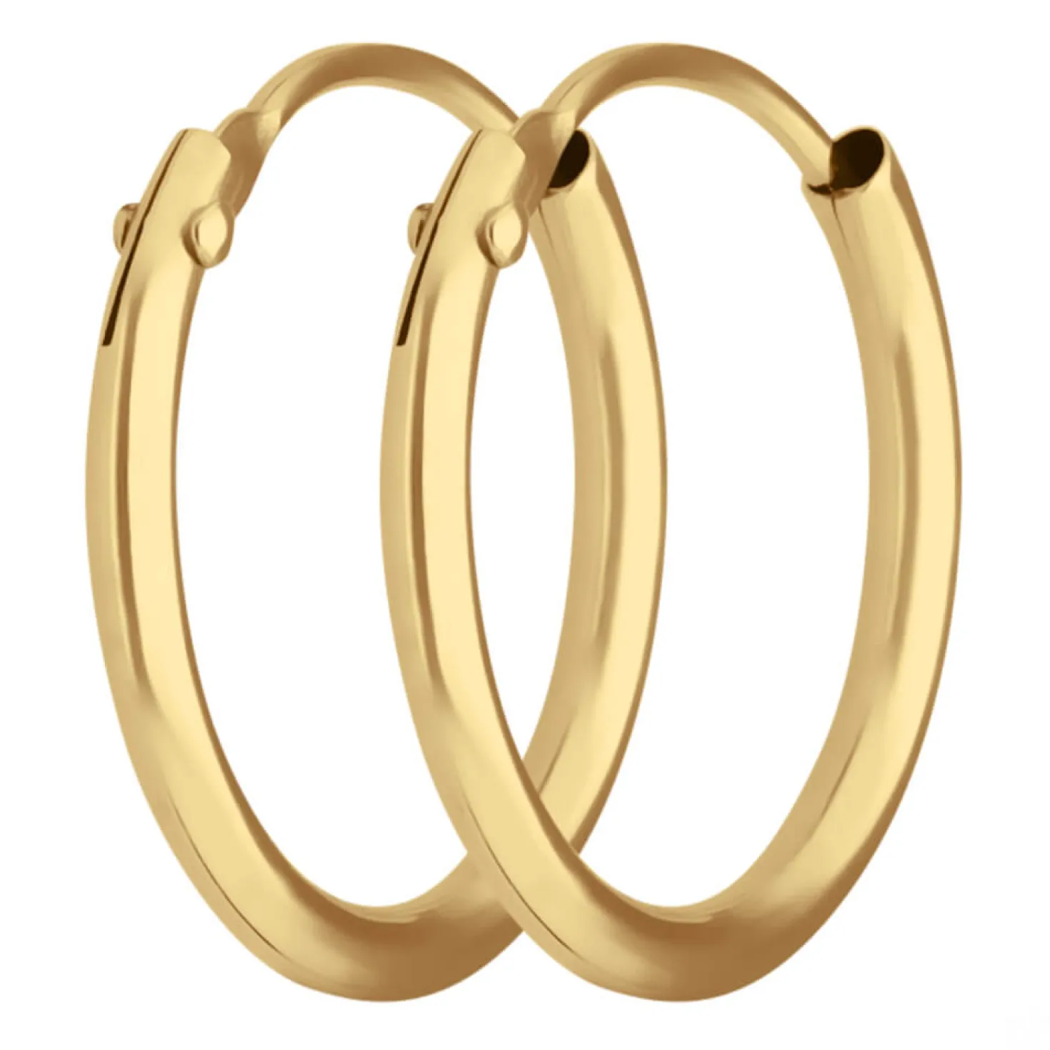 Paar Ohrringe Creolen rund schlicht Ohrschmuck aus 585 Gold Gelbgold 13x1,3mm