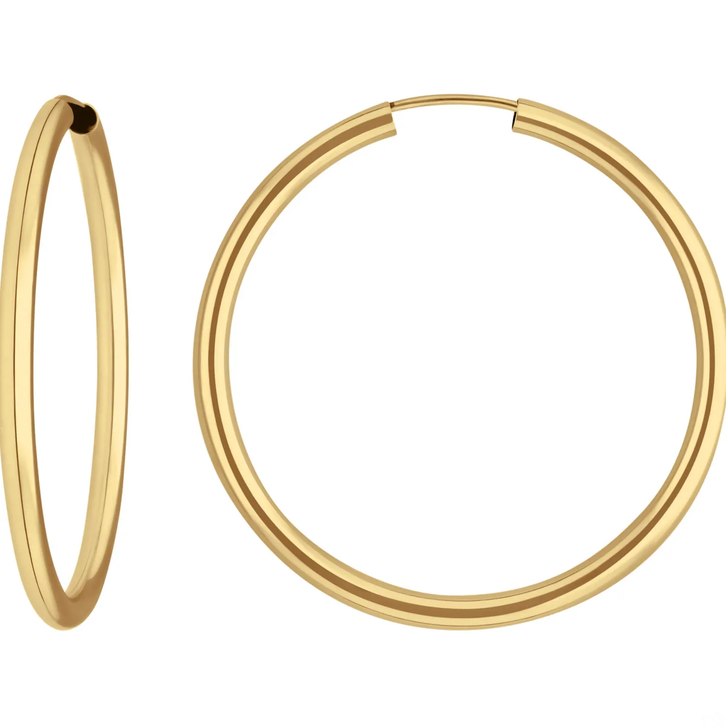 Paar Ohrringe Creolen rund schlicht Ohrschmuck aus 585 Gold Gelbgold 37,7x2,5mm