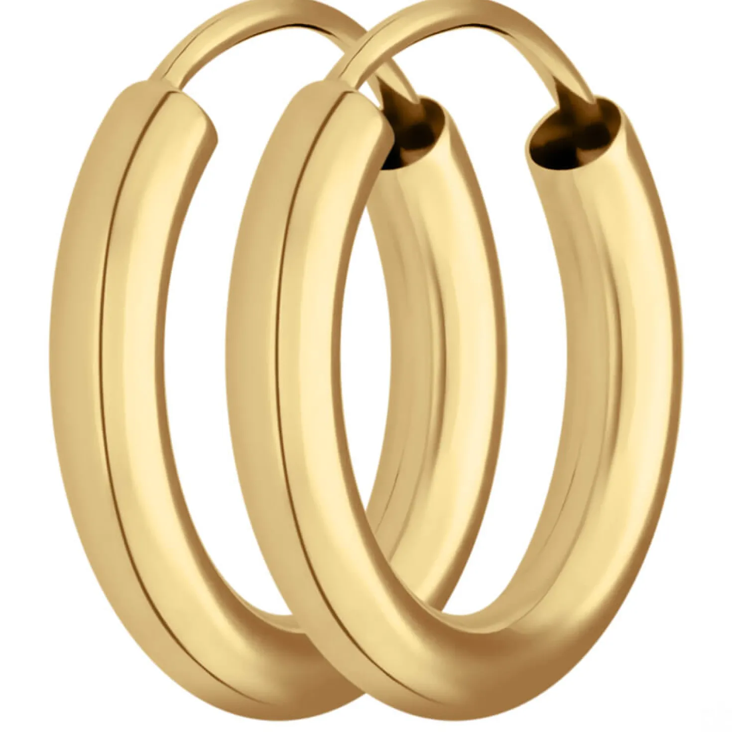 Paar Ohrringe Creolen rund schlicht Ohrschmuck aus 585 Gold Gelbgold 15x2,5mm