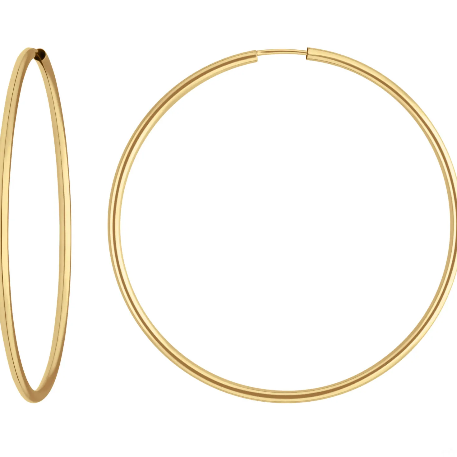 Paar Ohrringe Creolen rund schlicht Ohrschmuck aus 585 Gold Gelbgold 48x1,5mm