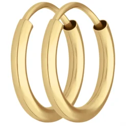 Paar Ohrringe Creolen rund schlicht Ohrschmuck aus 333 Gold Gelbgold 13x2mm