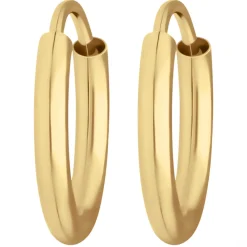 Paar Ohrringe Creolen rund schlicht Ohrschmuck aus 585 Gold Gelbgold 13x2mm