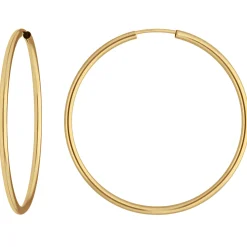 Paar Ohrringe Creolen rund schlicht Ohrschmuck aus 585 Gold Gelbgold 39x2mm