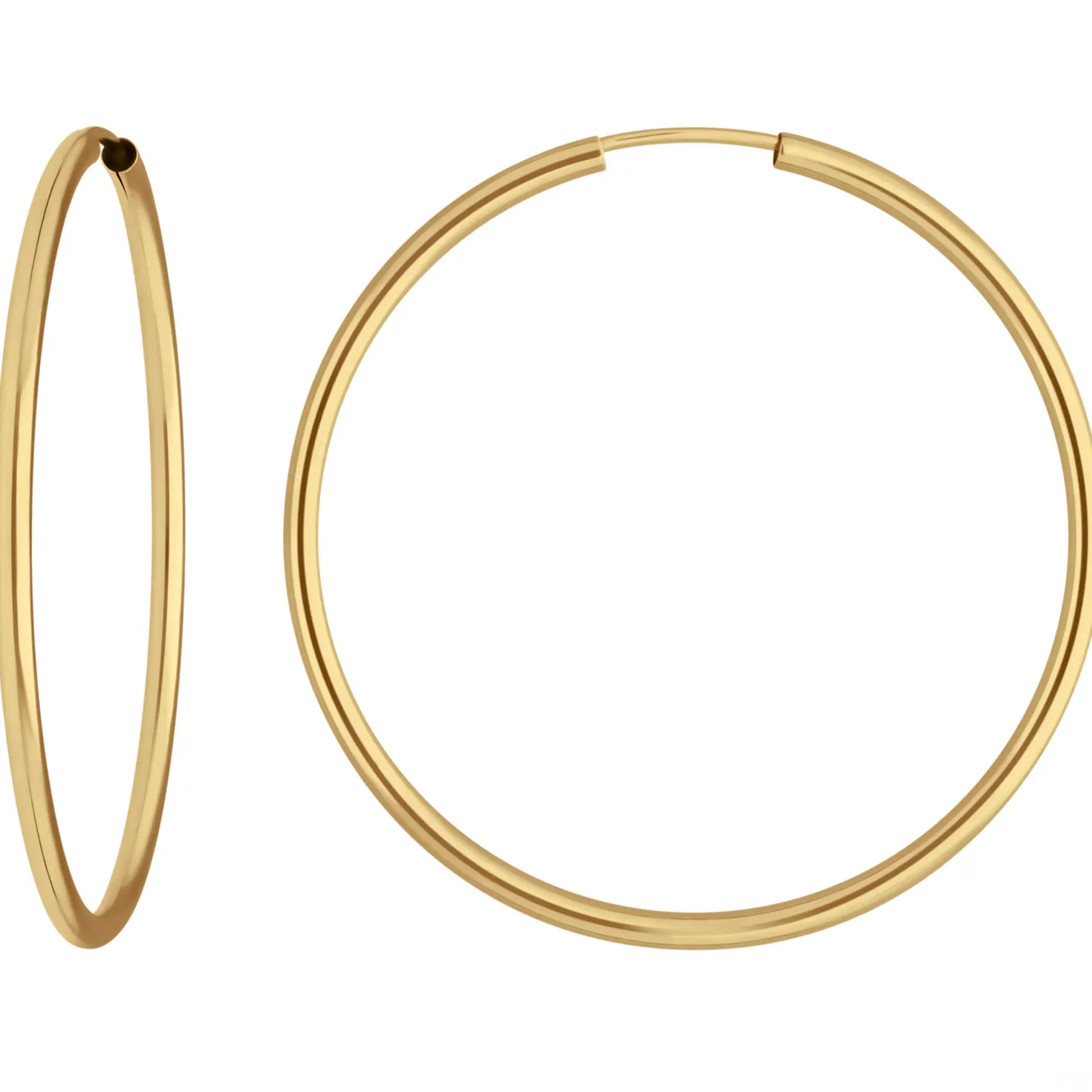 Paar Ohrringe Creolen rund schlicht Ohrschmuck aus 585 Gold Gelbgold 39x2mm