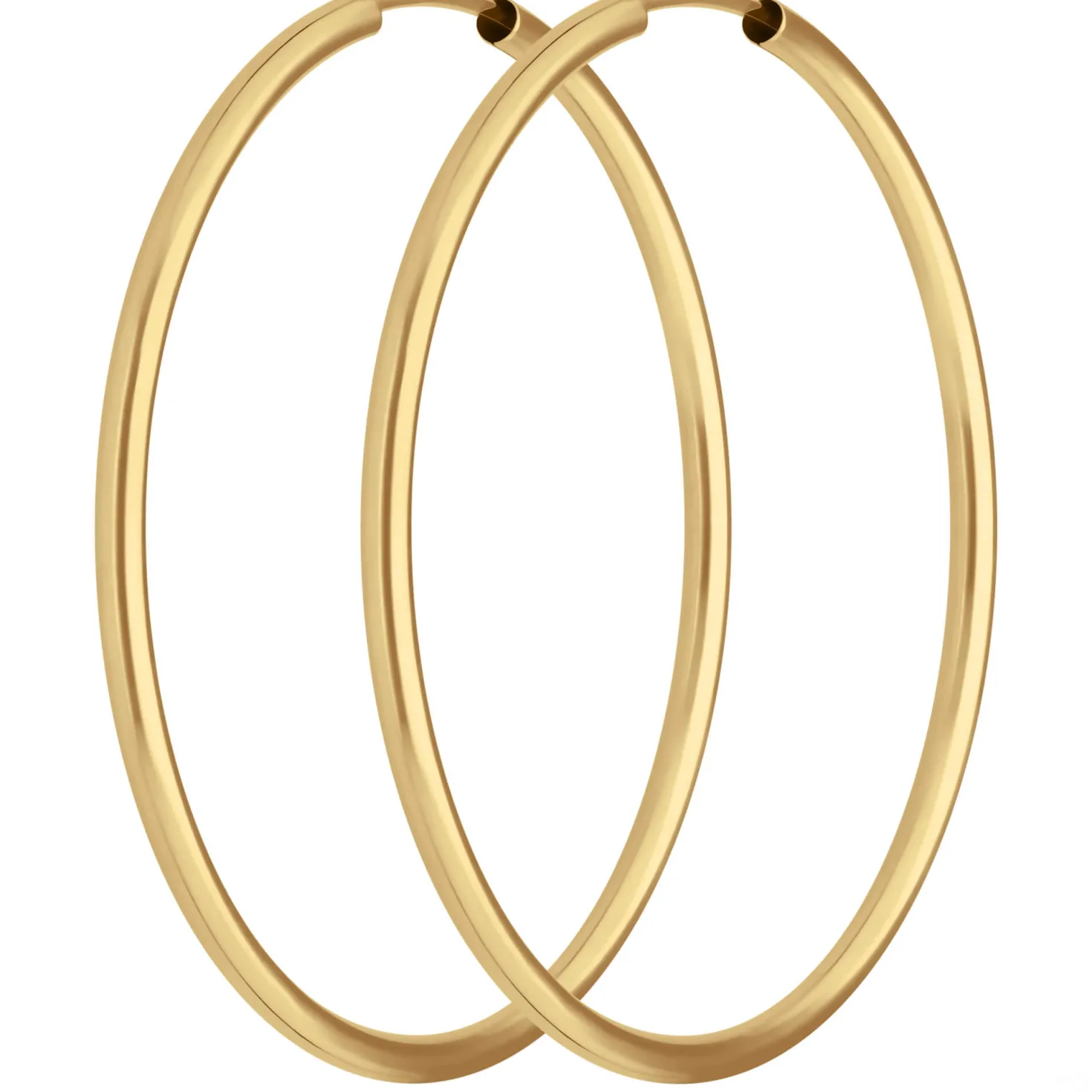 Paar Ohrringe Creolen rund schlicht Ohrschmuck aus 585 Gold Gelbgold 39x2mm
