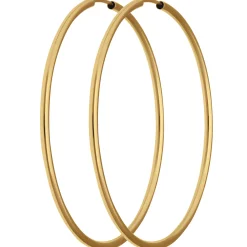 Paar Ohrringe Creolen rund schlicht Ohrschmuck aus 585 Gold Gelbgold 48x2mm
