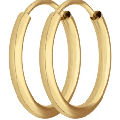 Paar Ohrringe Creolen rund schlicht Ohrschmuck aus 585 Gold Gelbgold 16x2mm
