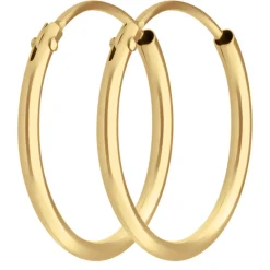 Paar Ohrringe Creolen rund schlicht Ohrschmuck aus 585 Gold Gelbgold 15x1,3mm