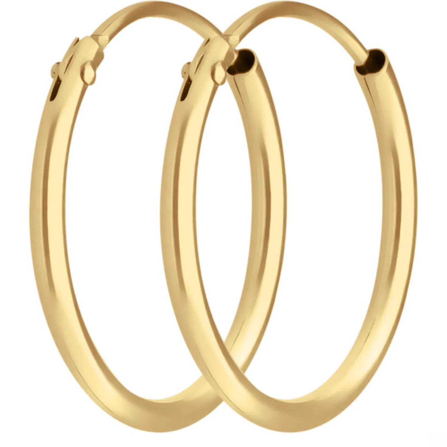 Paar Ohrringe Creolen rund schlicht Ohrschmuck aus 585 Gold Gelbgold 15x1,3mm