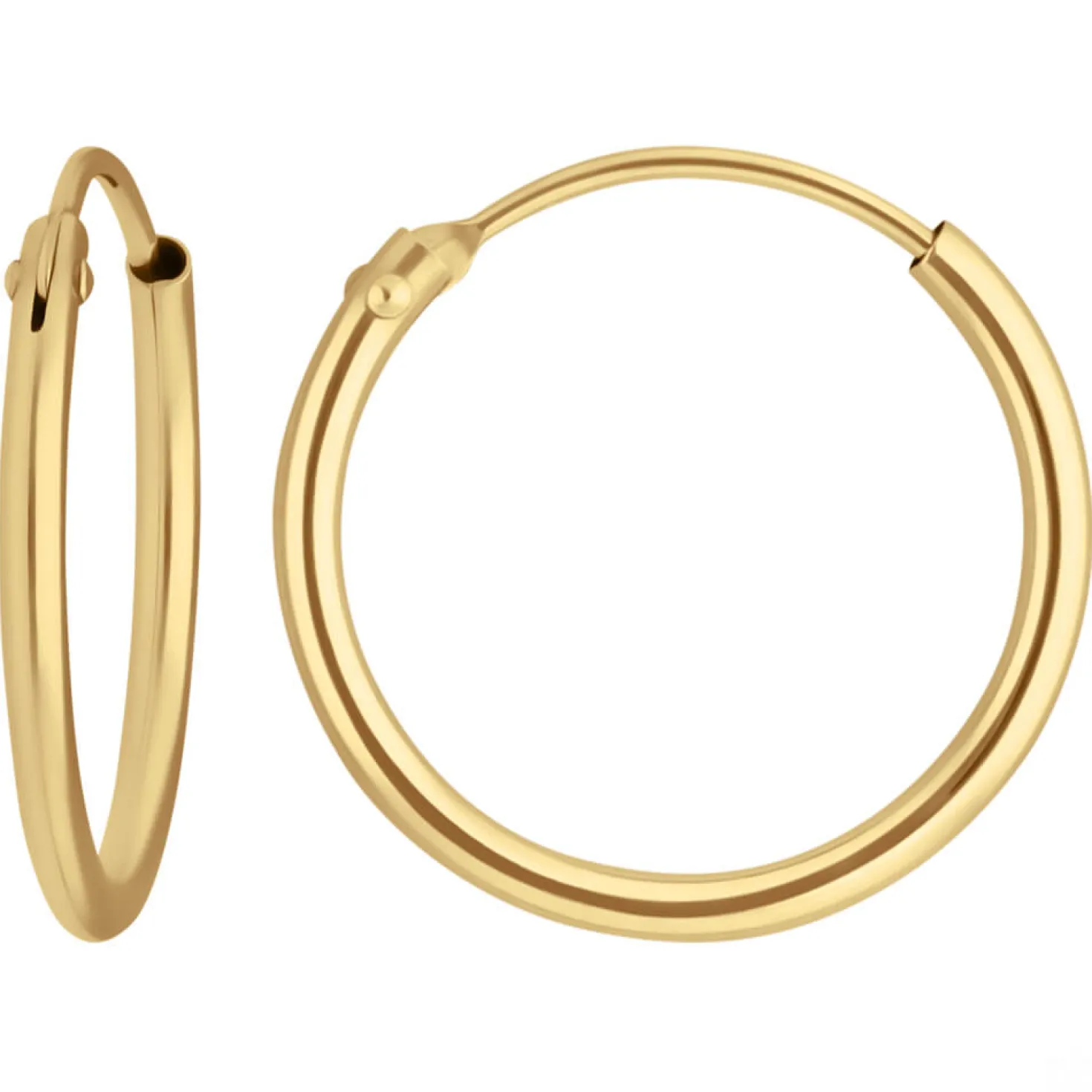 Paar Ohrringe Creolen rund schlicht Ohrschmuck aus 585 Gold Gelbgold 15x1,3mm