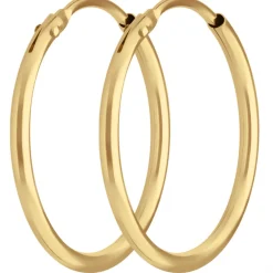 Paar Ohrringe Creolen rund schlicht Ohrschmuck aus 585 Gold Gelbgold 19x1,5mm