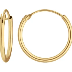 Paar Ohrringe Creolen rund schlicht Ohrschmuck aus 333 Gold Gelbgold 14,6x1,3mm
