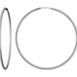 Paar Ohrringe Creolen rund schlicht Ohrschmuck aus 585 Gold Weißgold 48x2mm