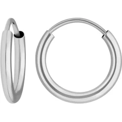 Paar Ohrringe Creolen rund schlicht Ohrschmuck aus 585 Gold Weißgold 13x2mm