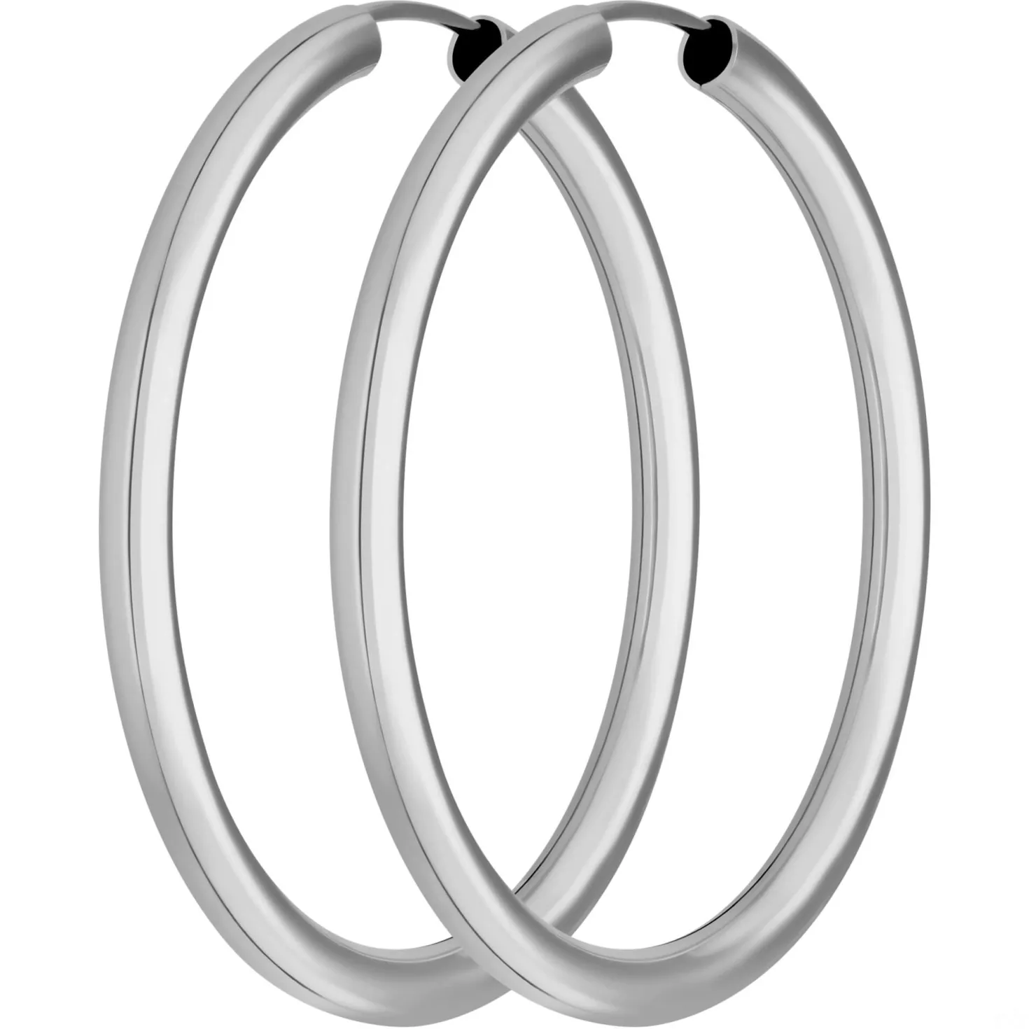 Paar Ohrringe Creolen rund schlicht Ohrschmuck aus 925 Silber rhodiniert 39x3mm