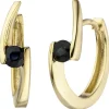 Paar Ohrringe Creolen Saphir Safir blau 333 Gold Gelbgold Ohrschmuck 14,5x4,6mm