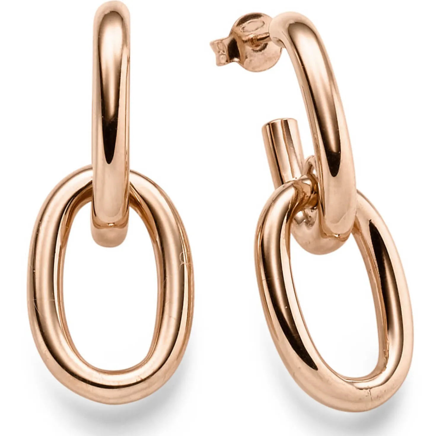 Paar Ohrringe Creolen-Stecker 35x14,2mm Ohrschmuck oval 585 Gold Rotgold