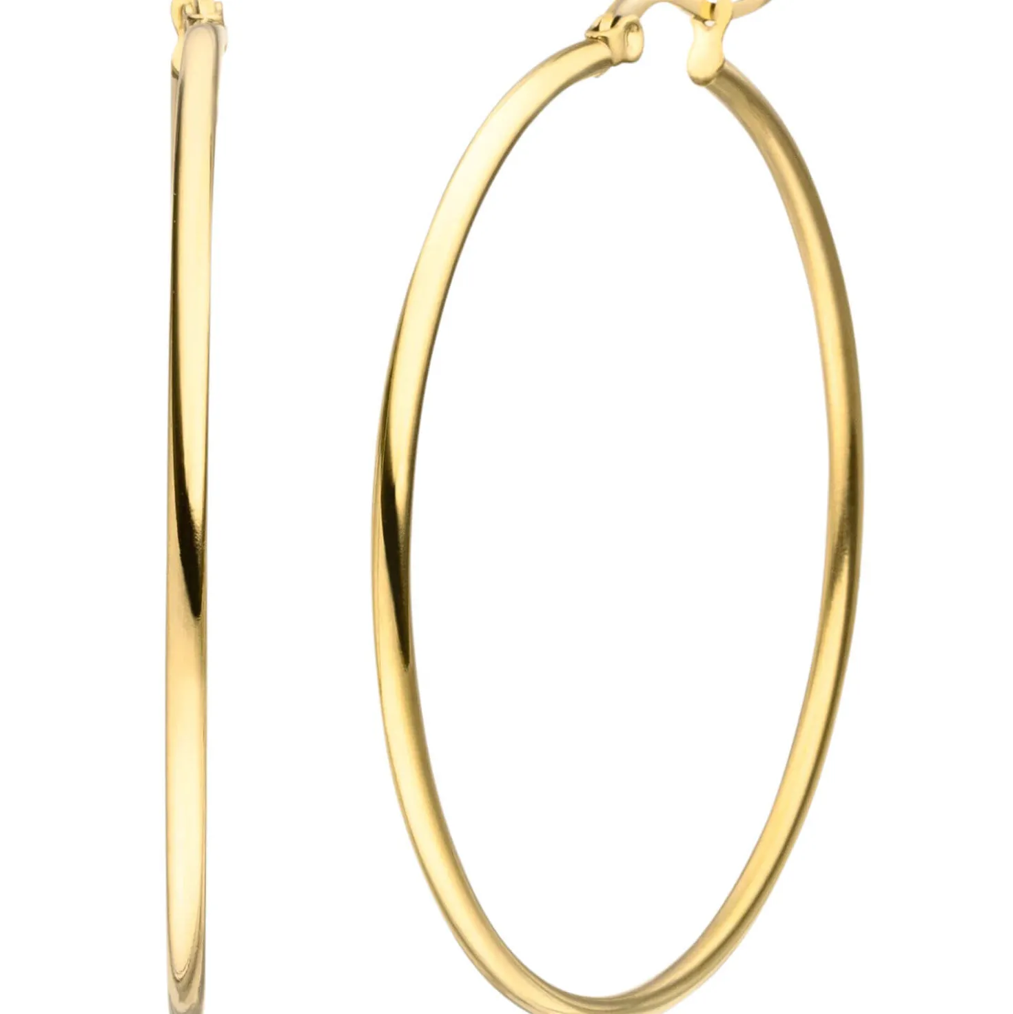 Paar Ohrringe Creolen 50x2mm aus Edelstahl gold-farben rund glänzend