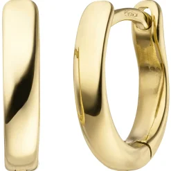 Paar Ohrringe Creolen 13x2,8mm aus 750 Gold Gelbgold Klappcreolen oval
