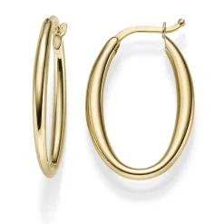 Paar Ohrringe Creolen 28x2mm aus 585 Gold Gelbgold Ohrschmuck oval schlicht