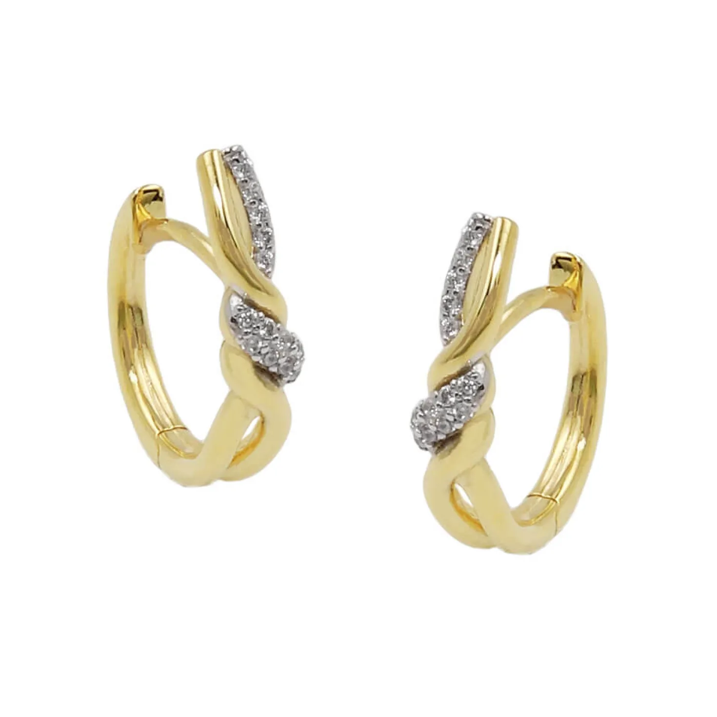 Paar Ohrringe Creolen 18x4mm überkreuzt Zirkonia 9Kt 375 Gold Gelbgold