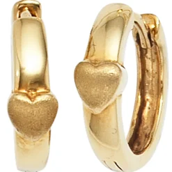 Paar Ohrringe Creolen 13,7x4mm Herz Herzen Ohrschmuck aus 333 Gold Gelbgold